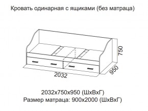 Кровать одинарная с ящиками (Без матраца 0,9*2,0) в Советском - sovetskij.magazin-mebel74.ru | фото